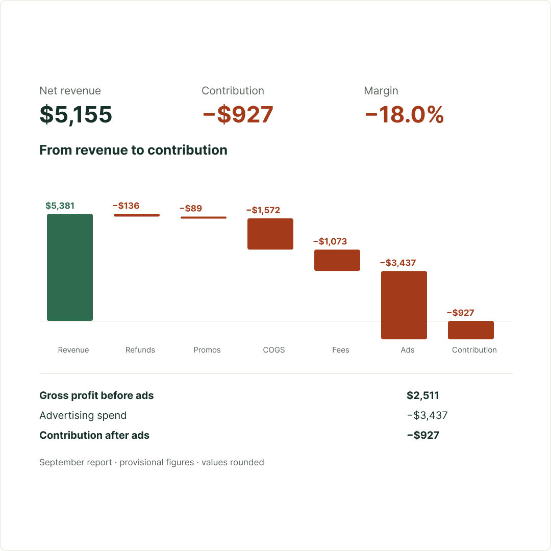 See where your revenue turns into profit... or disappears.